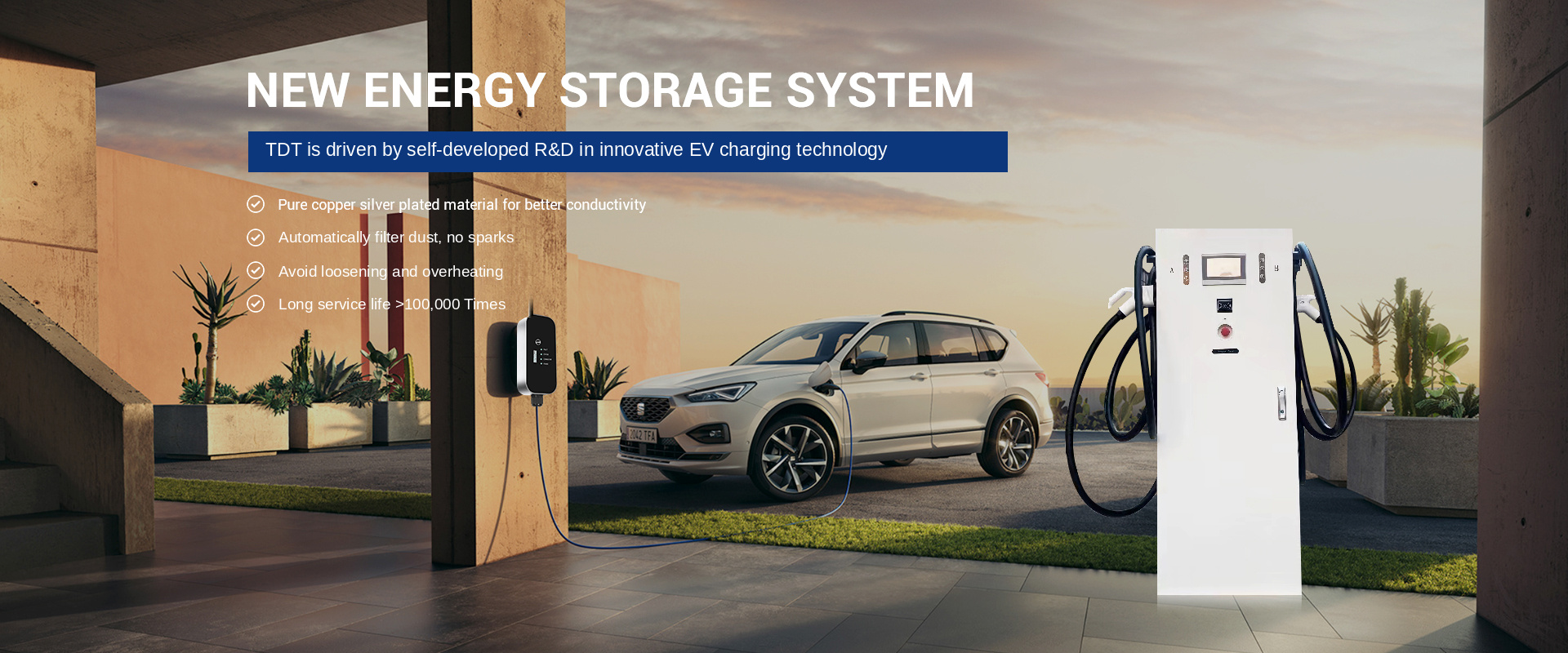 Home and commercial EV charging station with energy storage cabinets
